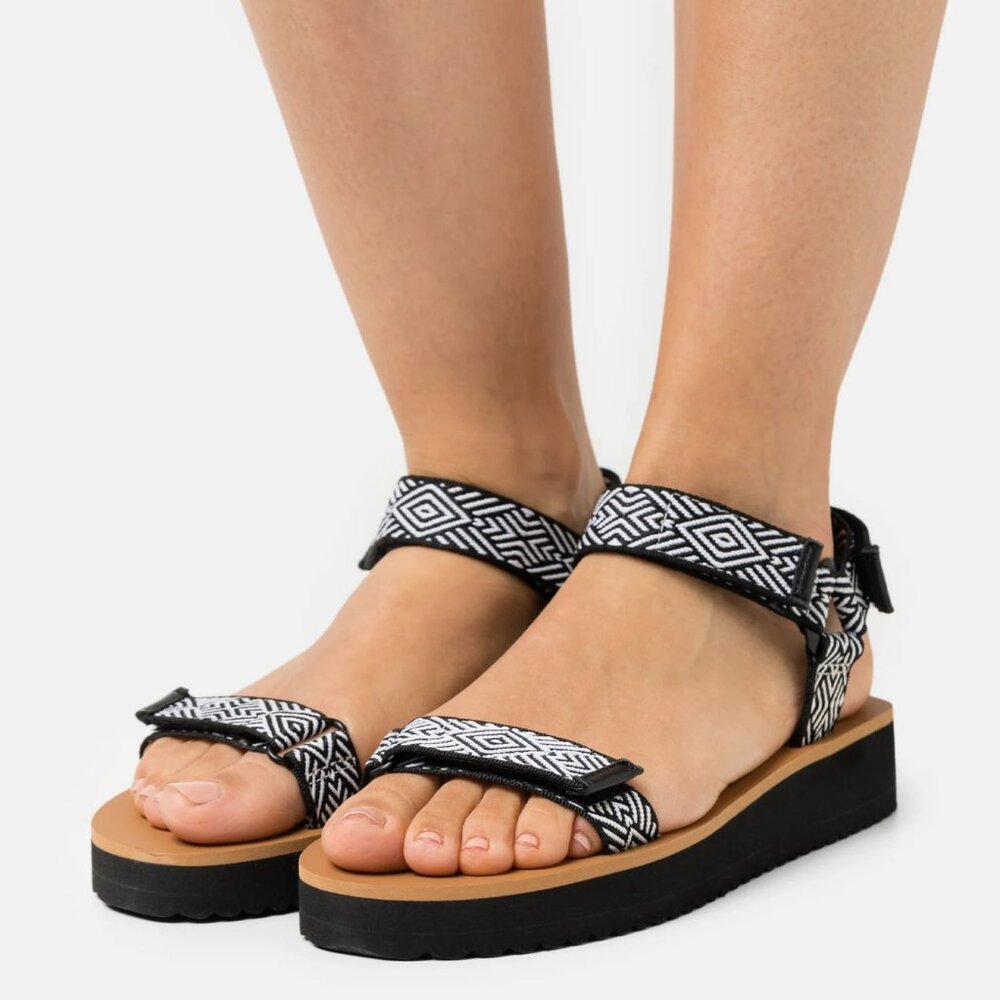 MADEWELL Maggie The (Re)sourced Sandals Black\White Geometric Print 9 NWOB